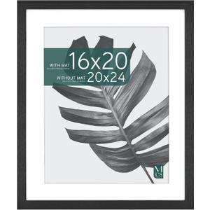 MCS Studio Gallery 20x24 Matted Poster Frame with 16x20 Picture Display, Black Woodgrain Vertical & Horizontal Wall Hanging Large Picture Frame for Photos, Posters & Art Prints (1-Pack)