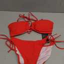 YACUN Women's 2 Piece Strapless Bandeau Bikini Set U-Wire Cheeky Bathing Suit Lace up Swimsuits (Large, Red)