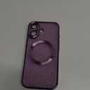 Hython for iPhone 17 Case Glitter Clear Magnetic Phone Cases [Compatible with MagSafe] Full Camera Lens Protector Sparkle Luxury Plating Slim Shockproof Protective Cover Women, Purple