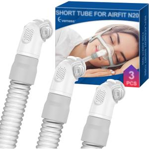 3 Packs Replacement Short Tube for Airfit N20 & Airtouch N20, Features Triple 360 Swivel & Quick-Release Technology for N20 CPAP Mask, Replacement CPAP Hose Tubing with Leak-Free Seal & Smart Quiet