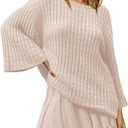 Yanekop Womens 2 Piece Sweater Skirt Set Loose Matching Lounge Sets Comfy Pajamas Set Long Sleeve Top and Skirt Sets (Beige, L)