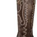 DANAZANA Knee High Cowgirl Boots Women Wide Calf Rhinestones Cowboy Boots Lady Pointed Toe Chunky Heel Embroidered Sparkly Boot With Side Half Zip Country Sparkle Boot, Size 10