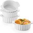 12 oz Ramekins Oven Safe, French Onion Soup Bowls with Handles, Ceramic Small Baking Dishes for Crme Brle, Souffl, Pot Pie & Mini Casserole, Set of 4