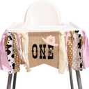 Cowgirl Highchair Banner 1st Birthday - My First Rodeo High Chair Banner, First Rodeo Birthday Decorations Party Supplies for Party, Anniversary, Photo Props (Pink)