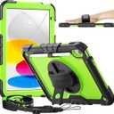 timecity for iPad (A16) 11th/ 10th Generation Case 11''/ 10.9 Inch (2025/2022) - Heavy Duty Protective Cover with Screen Protector, Stand, Shoulder Strap & Pencil Holder | Kids-Friendly - Green