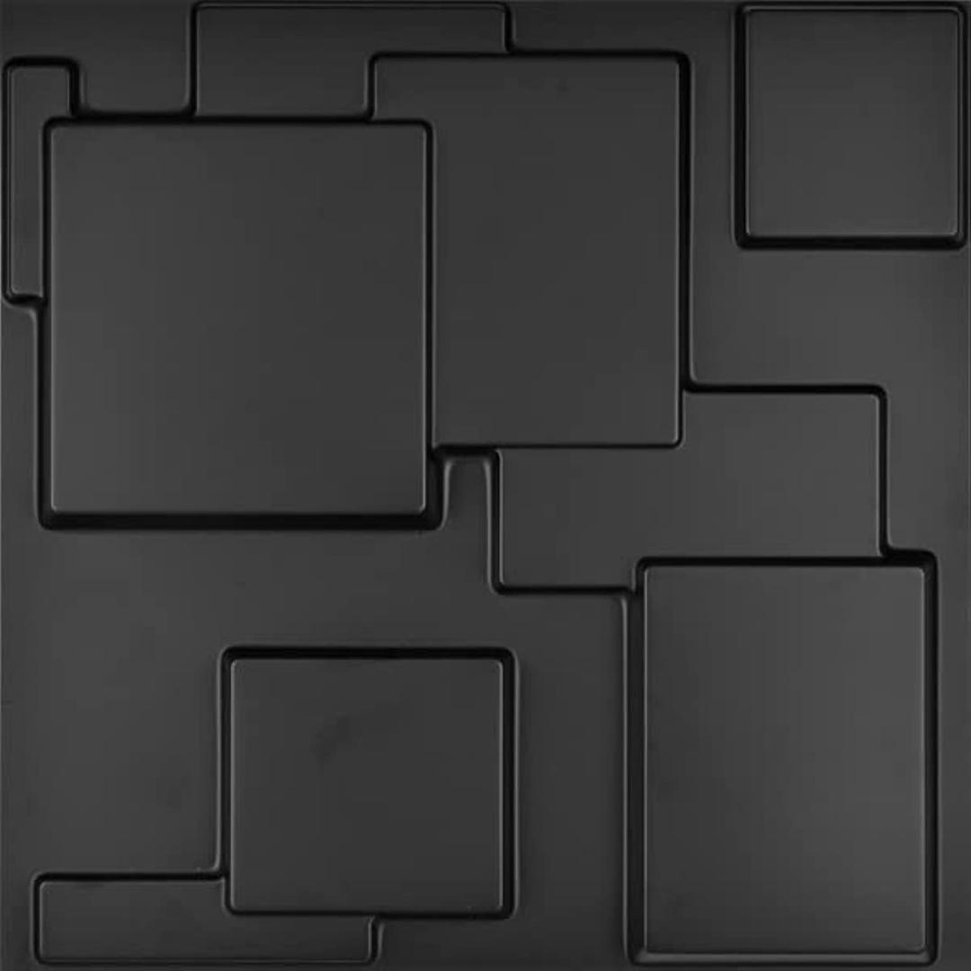 Art3d 32 Square Feet (Pack Of 12) Wall Panel Magic Square, Black (19.7" x 19.7")