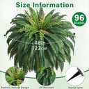 48in 96 Leaves Large Fake Ferns-Set of 2 Artificial Plants Outdoor, UV Resistant Artificial Ferns for Outdoors, Realistic Faux Boston Fern Fake Plants for Porch Home Garden Patio Hanging Decor