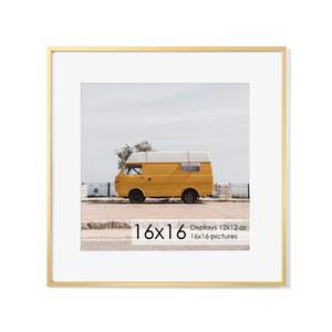 Opposite Wall Aluminium Metal Picture Frame, 16x16 in. |  Gold Sleek Matte, Lightweight, Shatterproof and Durable, Perfectly Crafted for Picture, Poster, Photo and Collage Displays