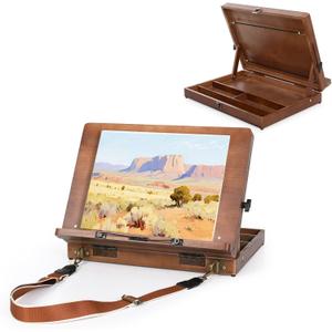 TYYIHUA A3 Tabletop Easel for Painting, Adjustable Wooden Art Easel with Page Clips & Carry Strap, Drawing Board for Sketching, Diamond Painting, Ideal for Students & Beginners