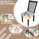 Stretch Dining Chair Seat Covers Set of 6,Dining Chair Slipcovers, Floral Printed Chair Covers,Soft Fabric Washable Upholstered Chair Seat Protector, No Rear Covers for Home Kitchen Dining Room (Orange Floral With Fruit)