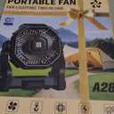 Battery Powered Fan -Lash Fans with Led Lantern, Portable Rechargeable, Battery Operated for Mobile Phone, Hook 4 Speed Quiet Personal for Desk Fan, Travel, Fishing, Power Outage, Hurricane-Green (12000mAh)