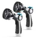 YAMATIC Garden Hose Nozzle, 8 Adjustable Spray Patterns,Heavy Duty Water Hose Nozzle with Thumb Control ON OFF VALVE,Ergonomic Grip for Watering Plants Lawn Washing Cars Cleaning Showering Pets,2 PCS