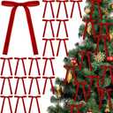 Red 24 Pcs Velvet Bows Christmas Tree Ornaments Valentines Day Bows Decoration for Garland Home Coquette Wedding Decor (5 x 7 Inch,Width of 5/8")