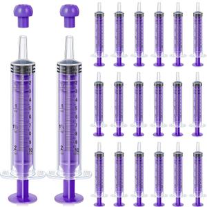 TrelaCo 20 Pack 10ml Oral Syringes with Cap for Liquid Plastic Syringe Without Needle Colored Measuring Dispensing Tools Individually Sealed for Pets Feeding(Purple)