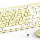 Wireless Keyboard and Mouse Combo, Full-Sized Wireless Keyboard and Adjustable DPI Mouse, 2.4GHz USB Receiver, Keyboard and Mouse for PC, Windows, Desktop, Laptop (Canary Yellow)