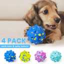 GLURUITE Dog Toys for Aggressive Chewers 4 Pack ETPU Material Prick Ball Bite Resistant Pet Chew Toys 2.55 in Colorful Interactive Dog Ball Suitable for Small Medium Dogs