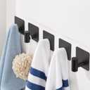 Rise age Adhesive Towel Hooks, Heavy Duty Stick on Towel Hooks for Bathrooms Wall Waterproof Adhesive Shower Hooks for Hanging Loofah, Clothes, Robes(Matte Black 4 Pcs)