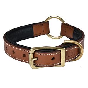 DowgClub | Genuine Leather Adventure Dog Collar | Full Grain, Heavy Duty | With inner Cushioned padding | Best for Medium, Large & XL Dog (Medium (Fit Neck Size 14.5"-18.5"), Brown With Center O Ring)