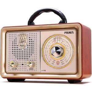 PRUNUS J-110 Radio Portable AM FM,Transistor Plug in Wall AC Power&Battery Powered&Rechargeable Radio for Emergency Use,Vintage Shortwave Radios with Bluetooth Support TF Card AUX USB Player for Gifts