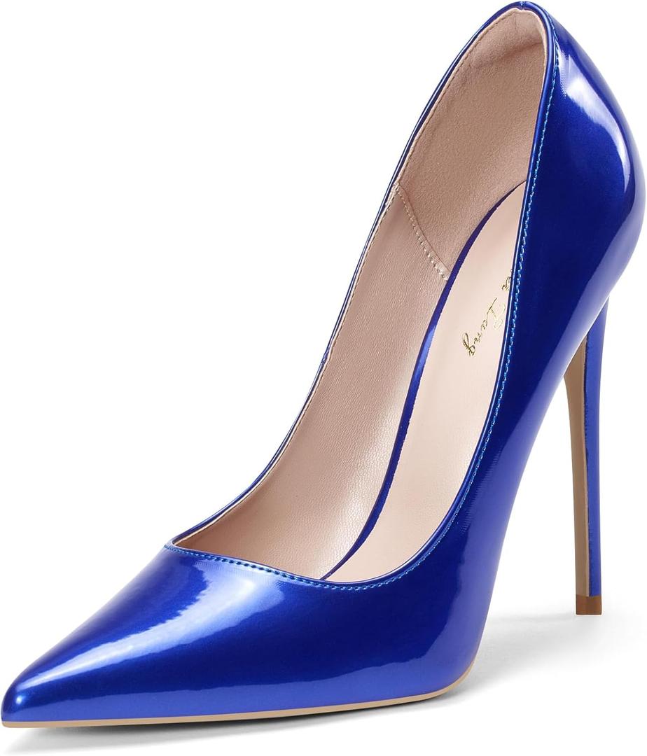 Elisabet Tang Women Pumps, Pointed Toe High Heel 4.7 inch/12cm Party Stiletto Heels Shoes (10, Royal Blue)