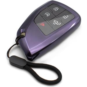 MECHCOS Compatible with GMC Yukon Sierra Chevy Chevrolet Silverado 1500 2500 3500 HD Suburban Tahoe Purple Black TPU Key Fob Cover Case Remote Holder Skin Protector Keyless Entry Sleeve Accessories