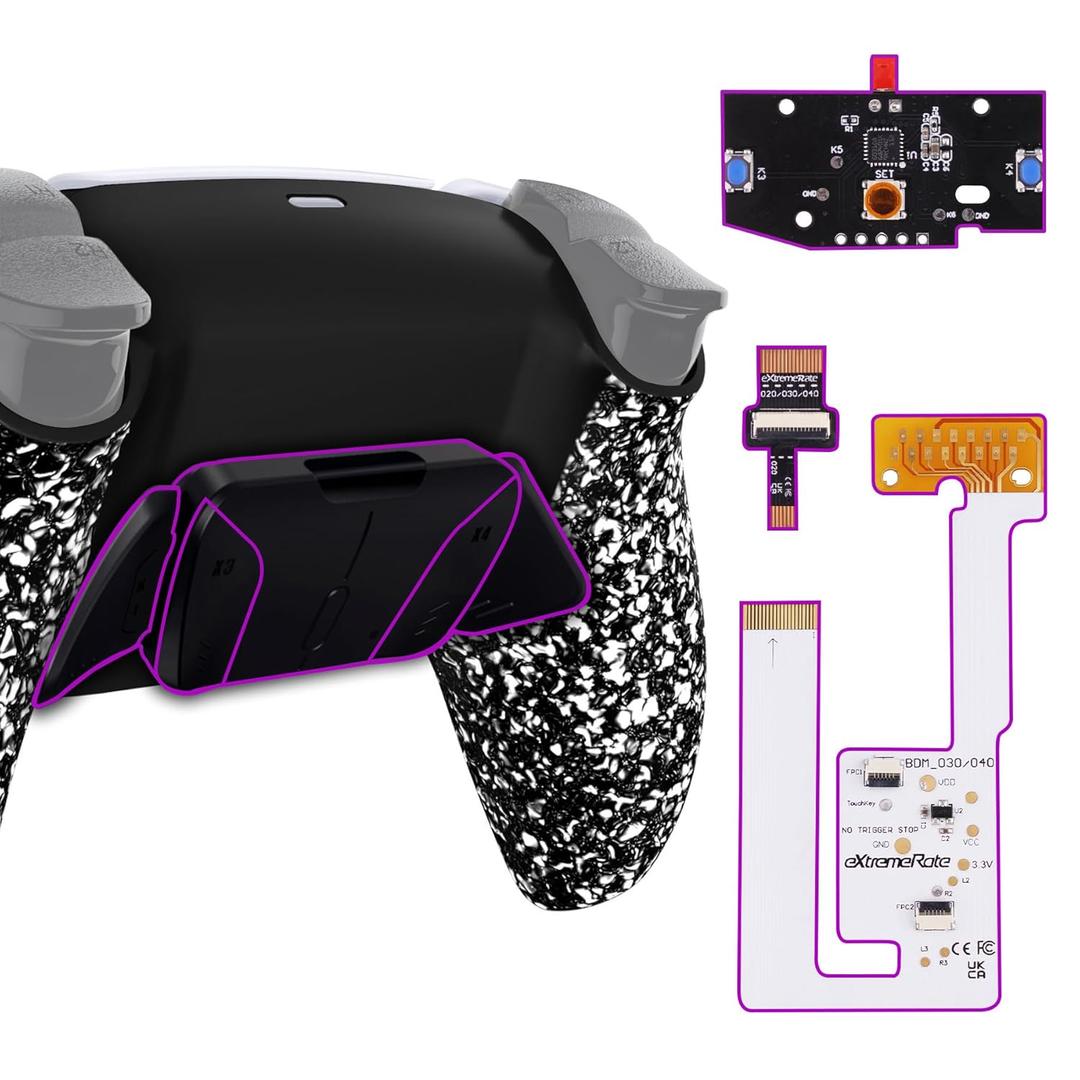 eXtremeRate Back Paddles Programable RISE4 V3 Remap Kit for PS5 Controller BDM-030 040 050 Models, Upgrade Board Textured White Redesigned Bottom Shell 4 Back Buttons Set for PS5 Controller