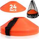 Disc Soccer Cones for Training Kids - 200,100,50 Small Plastic Cones for Sports Training - Flexible Conos for Soccer Practice Equipment, Basketball & Football Drills Equipment (Orange - 24 Pack)