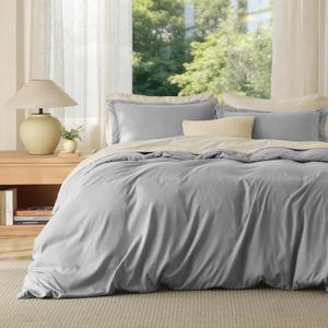 Bedsure Duvet Cover Queen Size - Soft Double Brushed Bedding Set for Kids & Adults, Zipper Closure, 3 Pieces, Includes 1 Duvet Cover (90"x90") & 2 Pillow Shams, NO Comforter, Grey