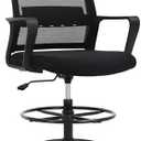 Amazon.com: Drafting Chair Tall Office Chair Adjustable Swivel Rolling Mesh Height with Lumbar Support Arms Footrest Mid Back for Adults Standing Desk Drafting Stool (Black) : Office Products