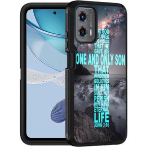 Case for Motorola Moto G 5G 2024 / Moto G Play 5G 2024, Military Grade Heavy Duty 3-Layer Shockproof Full-Body Protective Cover for Moto G 5G 2024, Christian Cross Bible Verse Quote John 3:16