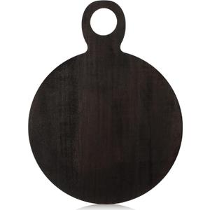 1 Pcs Acacia Wood Cutting Board with Handle 21'' Circle Charcuterie Chopping Board for Pizza Cheese Meat Decorative Black Wooden Serving Tray for Kitchen and Dining Room, 21.1"L x 17.7"W