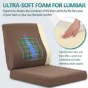 Shinnwa Lumbar Support Pillow for Recliner, Ultra-Soft Foam Back Support Pillow and Egg Crate Foam Seat Cushion 2-in-1 for Couch, Office Chair, for Back Pain Relief, Brown