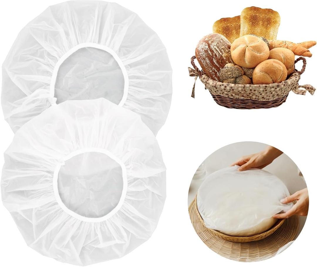 MAQIHAN Reusable Bowl Covers for Bread Proofing 2pcs Eva Plastic Bowl Cover Stretch Elastic Food Storage Wrap Shower Caps Sourdough Rising Basket Dough Bread Baking Supplies Making Tools Accessories