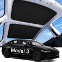 2025 Upgraded Tesla Model 3 Highland Sunshade Roof, UPF200+ Roof Sunshade with Storage Bag, No-Sag&No-Gaps Heat Insulation Foldable Roof Shade,Tesla Accessories for Highland 2024-2025,Black