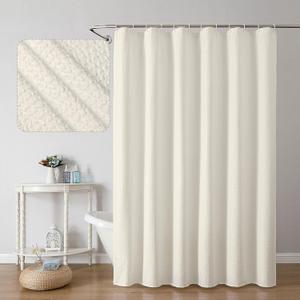 Waffle Weave Shower Curtain Heavyweight Hotel Luxury Bathroom Shower Curtains Water Repellent for Country Bathroom Decor Beige, 71" W x 79" H