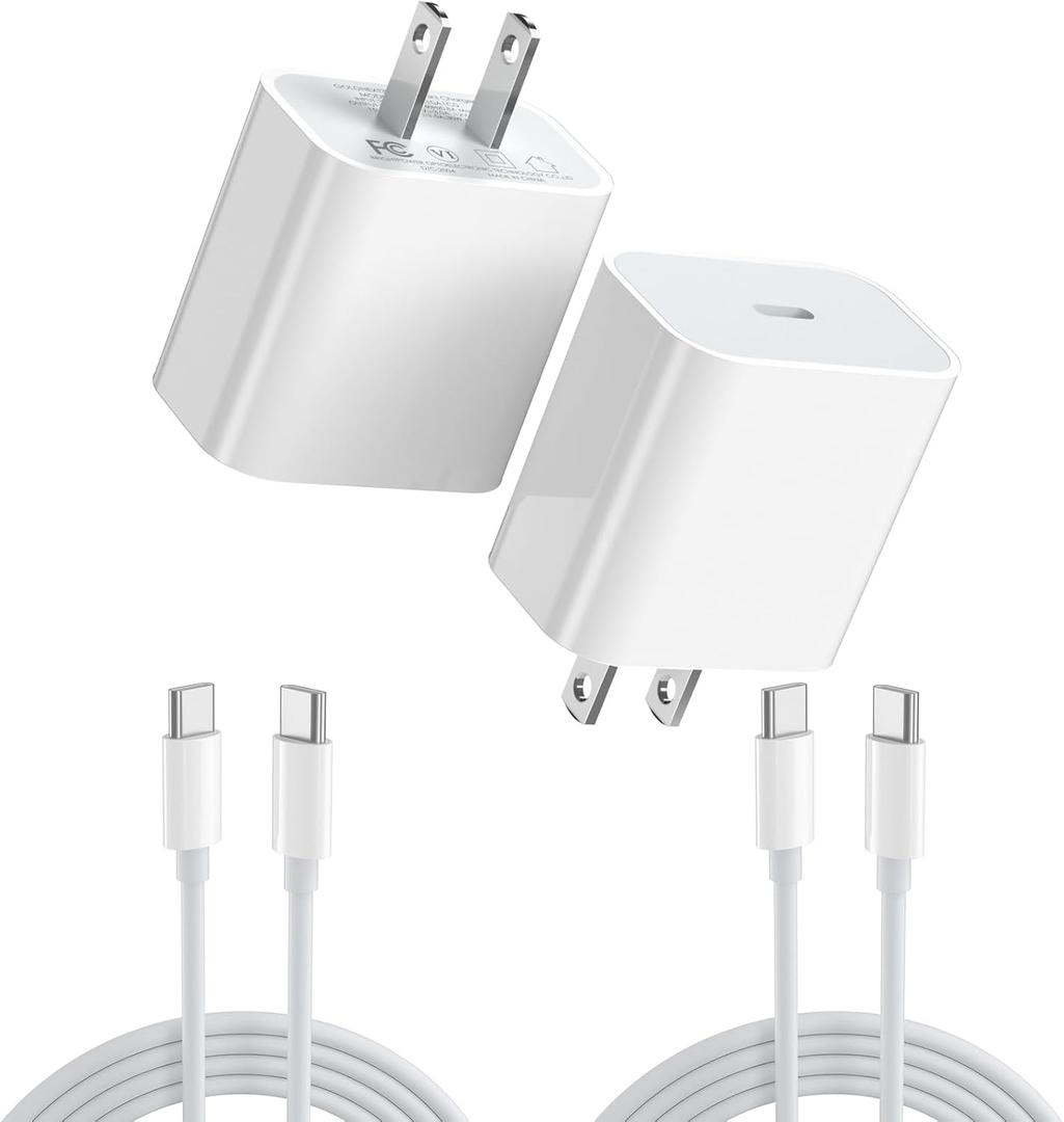 iPhone Charger Fast Charging 2 Pack 30W Type C Wall Charger Block with 2 Pack USB C Cable for iPhone 16/15/14/13 Pro Max/11/Xs Max/XR/X, AirPods Pro (White, 2 Pack)