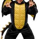 Rubies Black Dragon Comfywear Hooded Jumpsuit for Kids, Unisex S/M, Small-Medium (Black, S)