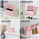 SUBEKYU 0.5 Gal Mini Countertop Trash Can with Lid for Desktop, Small Garbage Can for Office, Tiny Wastebasket,Pink
