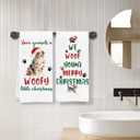 Merry Christmas Australian Shepherd Kitchen Towels, Australian Shepherd Gifts Dish Tea Towels, Aussie Dog Lover Gifts Decorative Hand Towel for Kitchen Bathroom, 16x24 Inch Set of 2