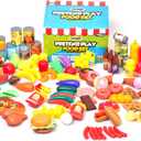 Jaxojoy 122 Piece Pretend Food Set for Kids - Food Toys for Kids Kitchen Set - Pretend Play Kitchen Accessories and Playset for Interactive and Imaginative Activities