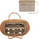 ZTUJO Purse Organizer Insert, Felt Bag Organizer with Metal Zipper, Handbag & Tote Shaper, For Speedy Neverfull Tote, 7 Sizes (Large, Brown polka dots Beige)