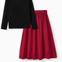 PATPAT Family Matching Outfits for Fall Winter Long Sleeve Women Dresses and Sweatshirts Sets for Holiday Photoshoot (L)