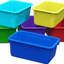 Storex 62414U05C Small Cubby Bin, Plastic Storage Container Fits Classroom Cubbies, Pack of 5, 12.2" x 7.8" x 1" (Assorted colors)