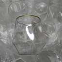 Goodluck 40 PCS Diamond Stemless Plastic Wine Whiskey Glasses, 12 Oz Disposable Cocktail Glasses, Suitable for Weddings, Birthday Parties, Family Gatherings, Bars, Gold Rimmed Cups (Clear and Gold)