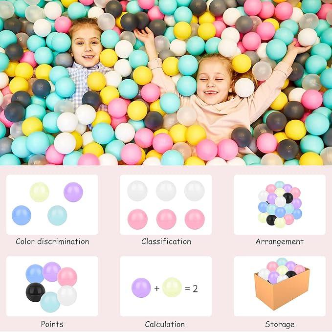 Vanland Ball Pit Balls for Baby and Toddler Phthalate Free BPA Free Crush Proof Plastic - Multicolored Pit Balls in Reusable Play Toys for Kids with Storage Bag (Feminine Colors)