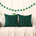 3Sizes 2 Pack 18"*18" St Patricks Day Pillow Covers St Patricks Day Decorations Green Shamrock Soft Plush Faux Fur Jacquard Throw Pillows for Bedroom Sofa Holiday Festivals Home Decor