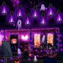 Flacchi Solar Flame String Lights - 42ft 15 LED Lights Outdoor Solar String Lights for Garden Patio Halloween Decoration (Purple, 42ft)