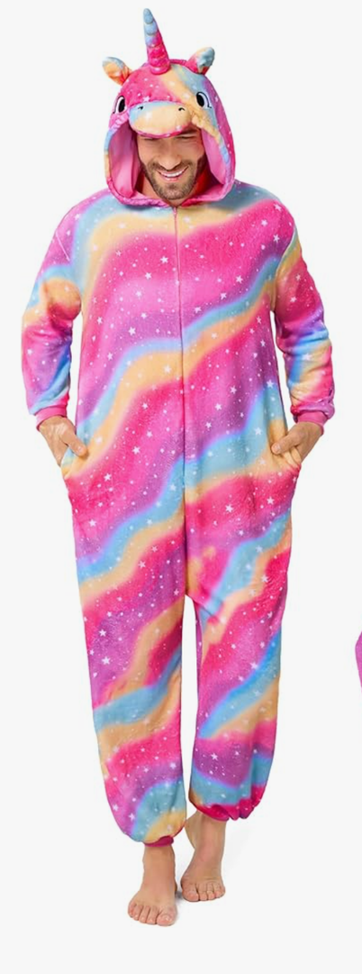 Spooktacular Creations Halloween Unicorn Costume, Unisex Adult Unicorn Jumpsuit for Halloween Cosplay Themed Parties, Size XXL