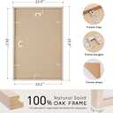 puthiac 13x19 Solid Oak Wood Picture Frame, Fits 11x17 with Mat or 13x19 Without Mat, Wall Display Only, Vertical or Horizontal, Plexi Front, 1 Pack, Natural Oak