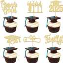 24 Pack 2025 Graduation Cupcake Toppers Gold Glitter Finally I Did It Done Diploma Grad Cap Cupcake Picks 2025 Grad Cap 2025 Cake Decorations for 2025 Graduation Party Decorations